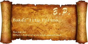 Bakálity Polina névjegykártya